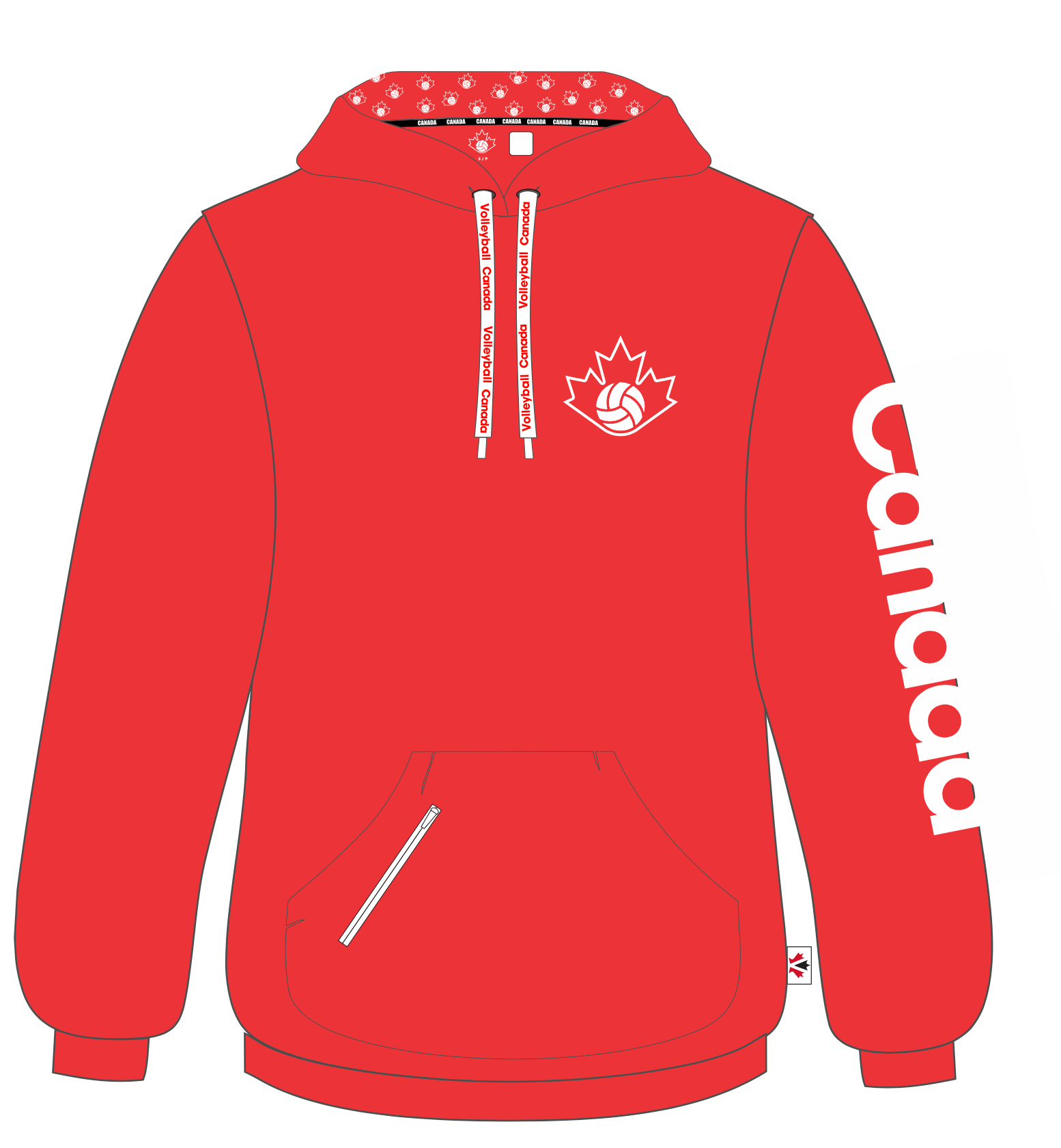 Volleyball Canada Red Hoodie|Pull à capuchon rouge Volleyball Canada